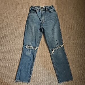 Abercrombie & Fitch Ripped Blue Straight Leg Jeans